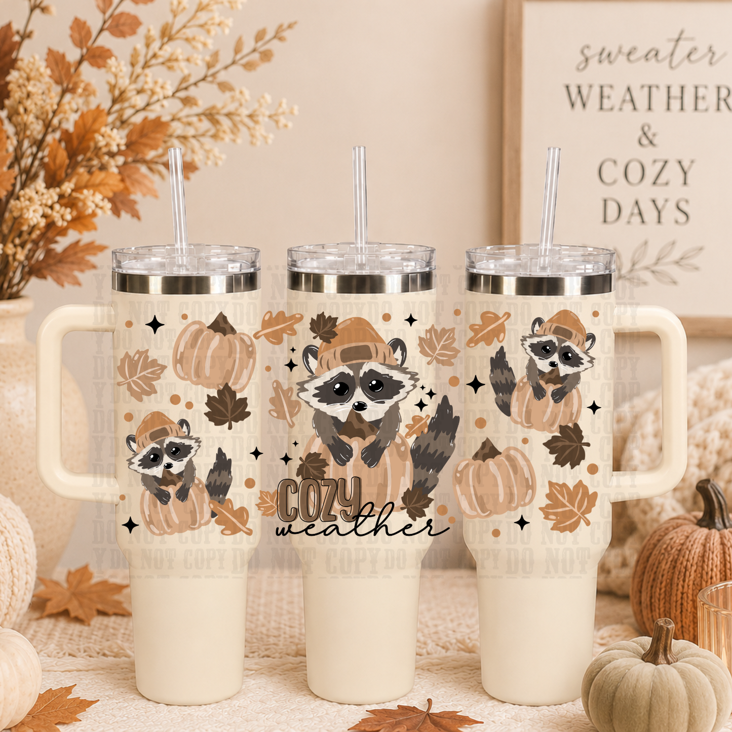 40oz COZY COON WEATHER UV DTF CUP WRAP