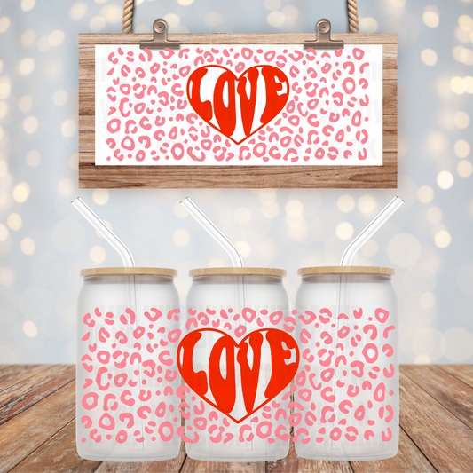 RED CHEETAH LOVE-16oz UV DTF CUP WRAP