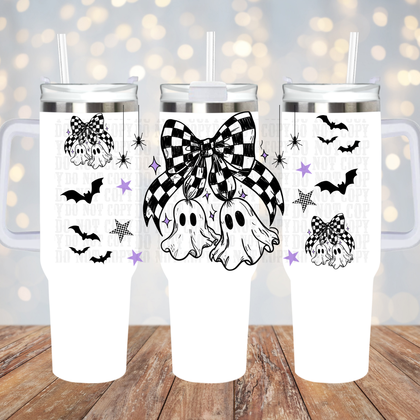 40/50oz CHECKER BOW GHOST  UV DTF CUP WRAP-SHOP EXCLUSIVE FROM CIERA