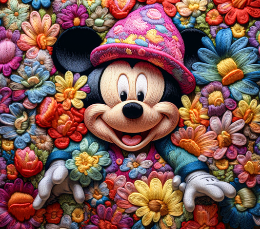 3D Mickey Embroidered  Sublimation Print