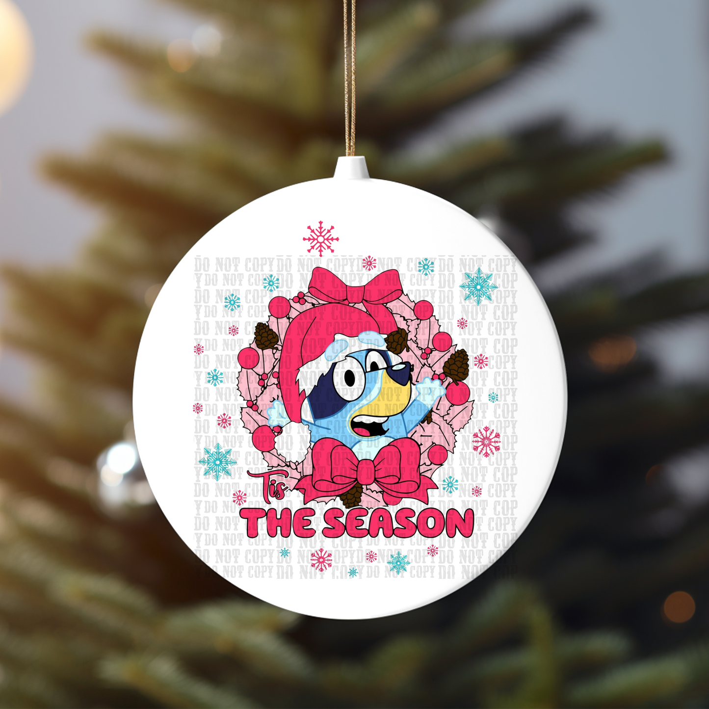 TIS THE BLUE SEASON UV DTF ORNAMENT DECAL