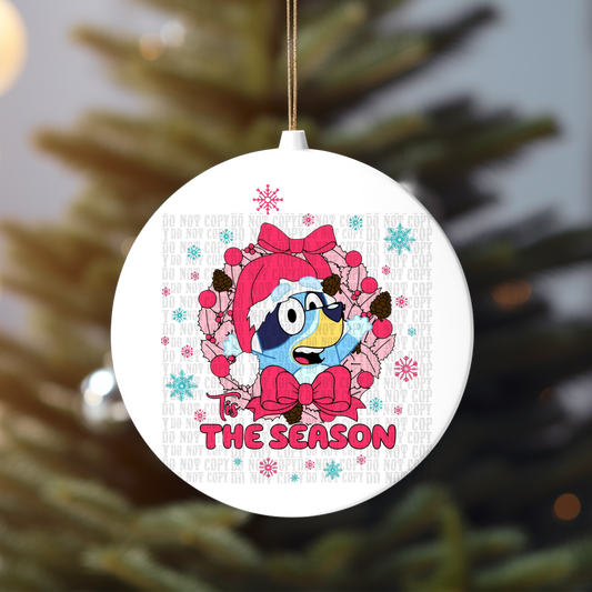 TIS THE BLUE SEASON UV DTF ORNAMENT DECAL