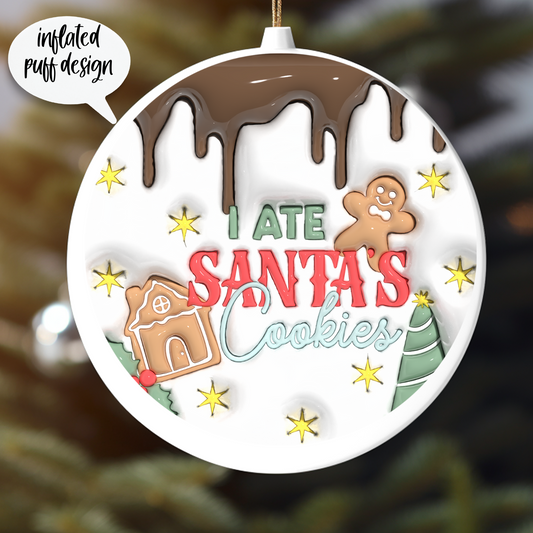 SANTAS COOKIES  -INFLATED PUFF DESIGN UV DTF ORNAMENT DECAL