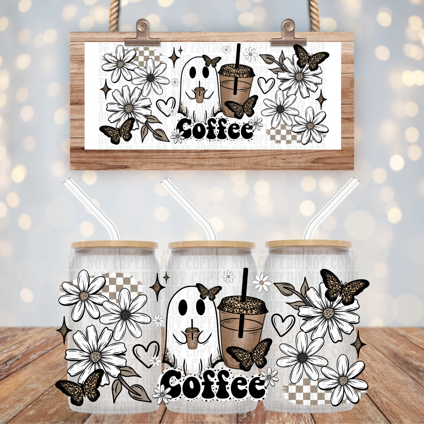 GHOSTY COFFEE UV DTF CUP WRAP
