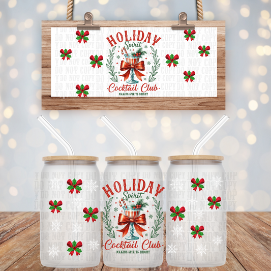 Holiday Spirits Cocktail Club UV DTF CUP WRAP