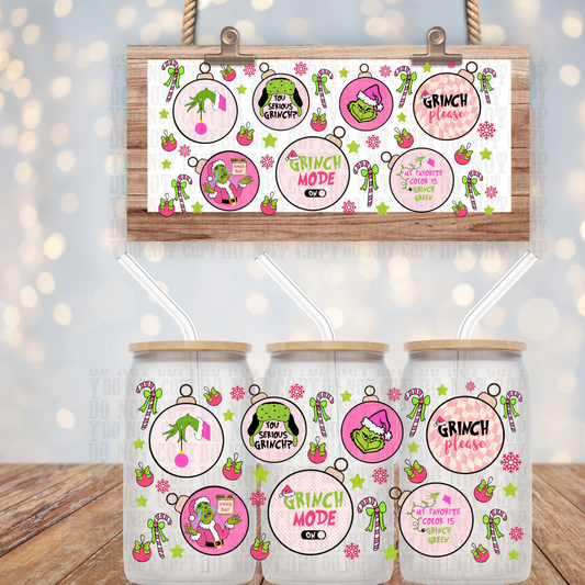 PINK GRUMPY ORNAMENTS UV DTF CUP WRAP