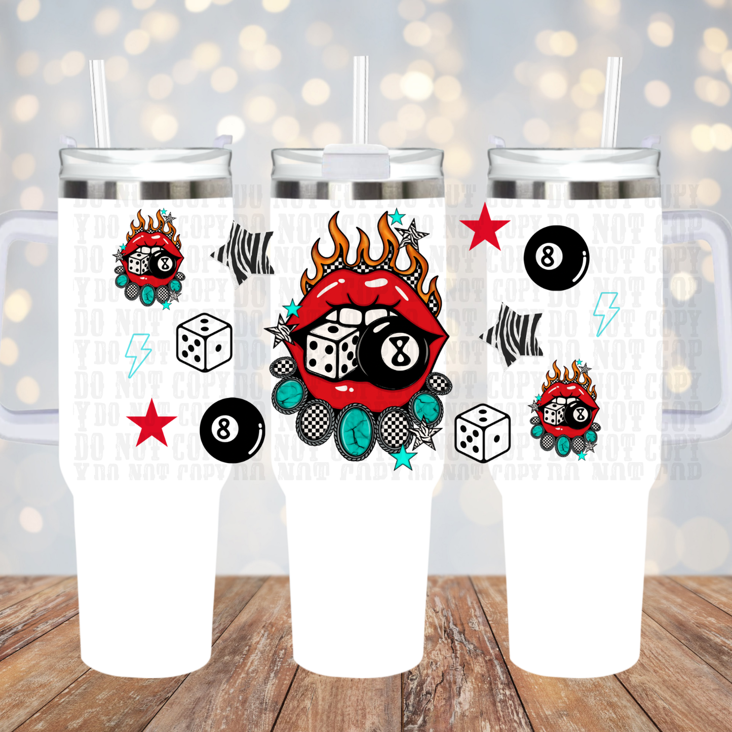 40oz WESTERN FLAMING LIPS UV DTF Cup Wrap -SHOP EXCLUSIVE BY CIERRA
