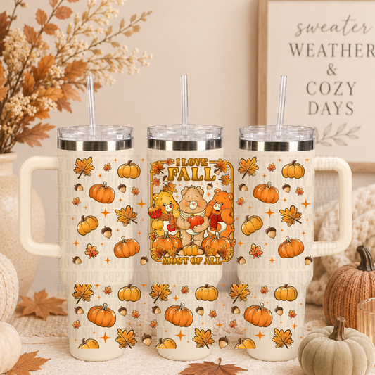 40oz FALL BEARS UV DTF CUP WRAP