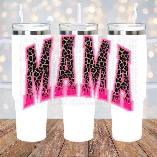 40oz PINK CHEETAH MAMA UV DTF CUP WRAP