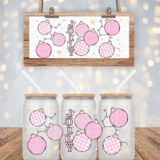 JOLLY PINK ORNAMENTS UV DTF CUP WRAP