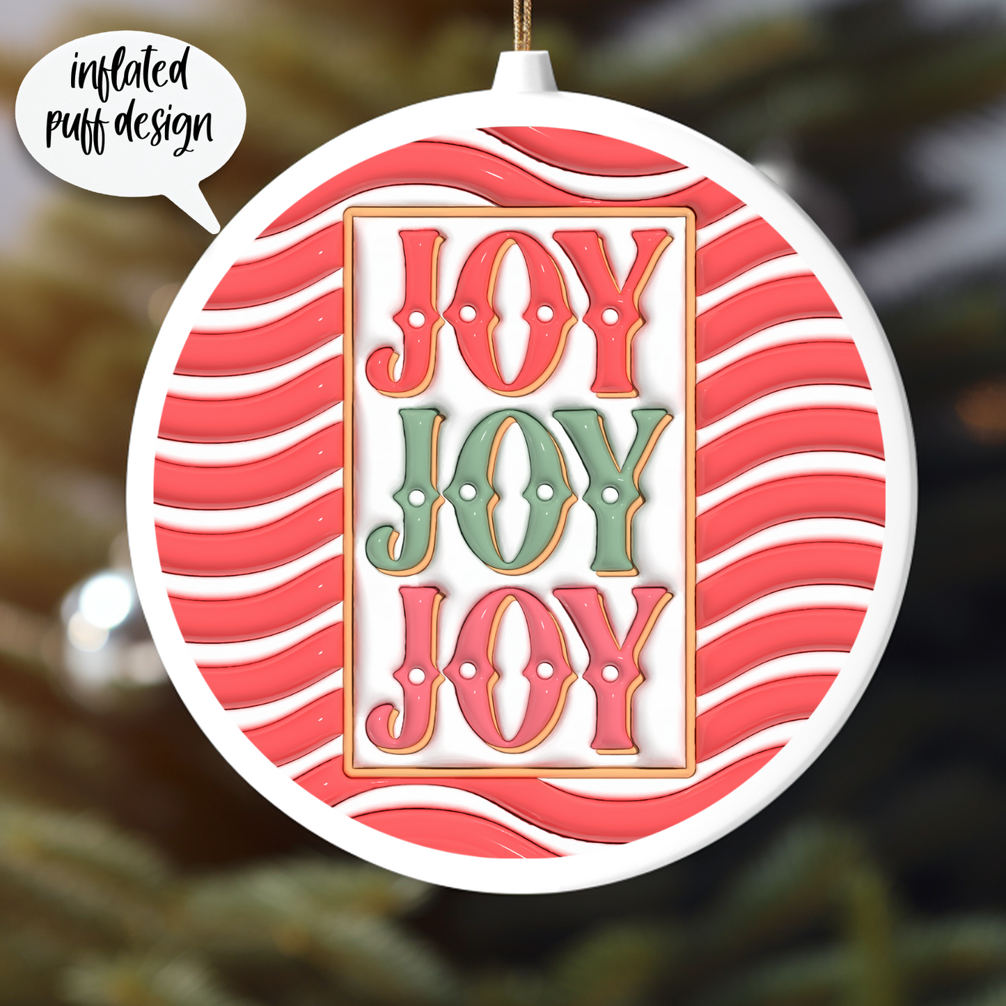 STACKED JOY -INFLATED PUFF DESIGN UV DTF ORNAMENT DECAL