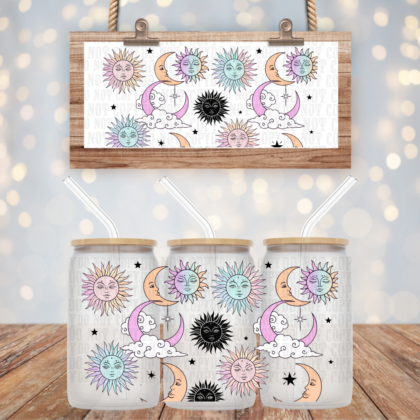 SUN AND MOONS UV DTF CUP WRAP