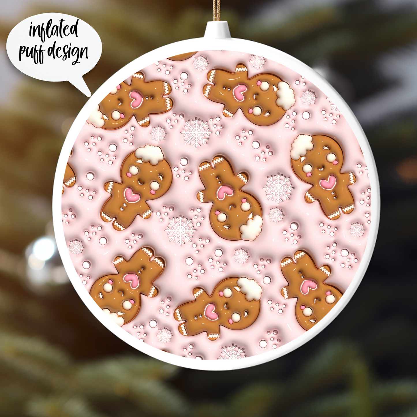 PINK GINGY -INFLATED PUFF DESIGN UV DTF ORNAMENT DECAL