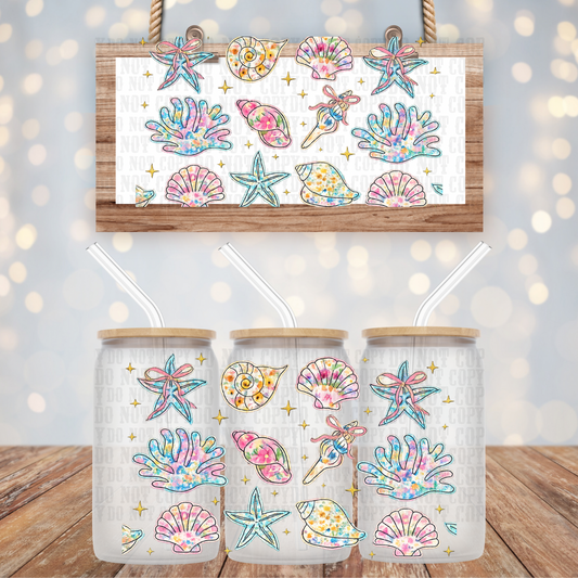 WATERCOLOR SHELLS  UV DTF CUP WRAP