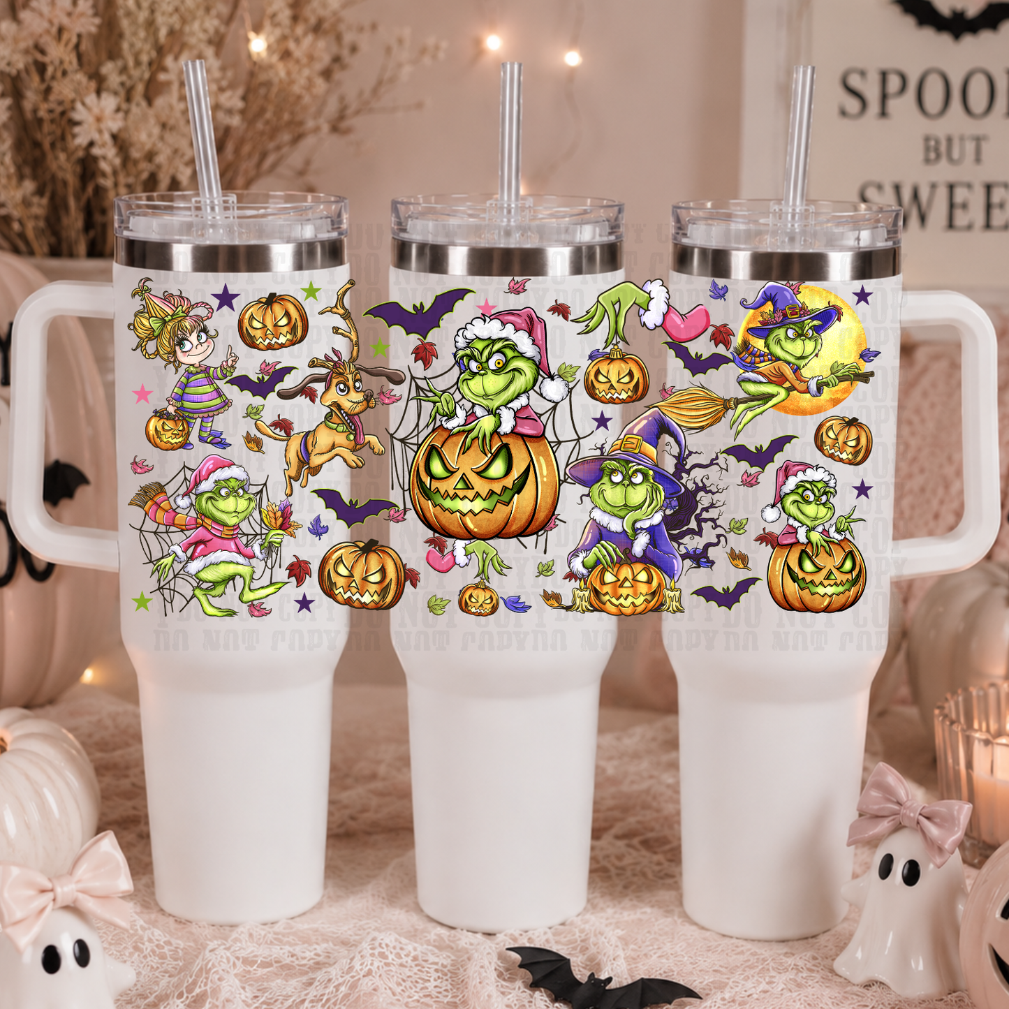 40oz GREEN HALLOWEEN  UV DTF CUP WRAP