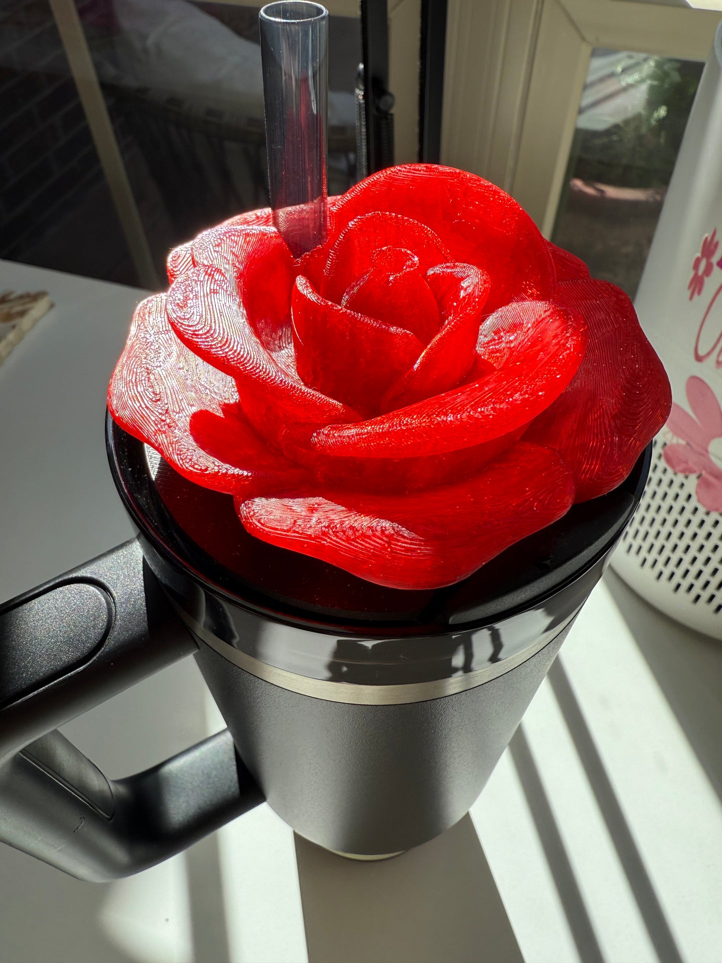 ✨ Glitter Rose Lid Topper – 30oz & 40oz |