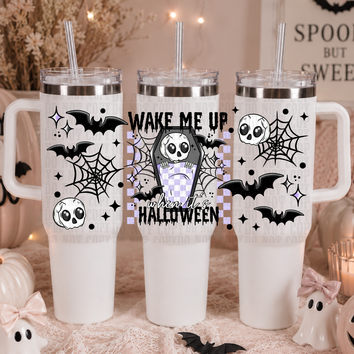 40oz WAKE ME UP HALLOWEEN  UV DTF CUP WRAP