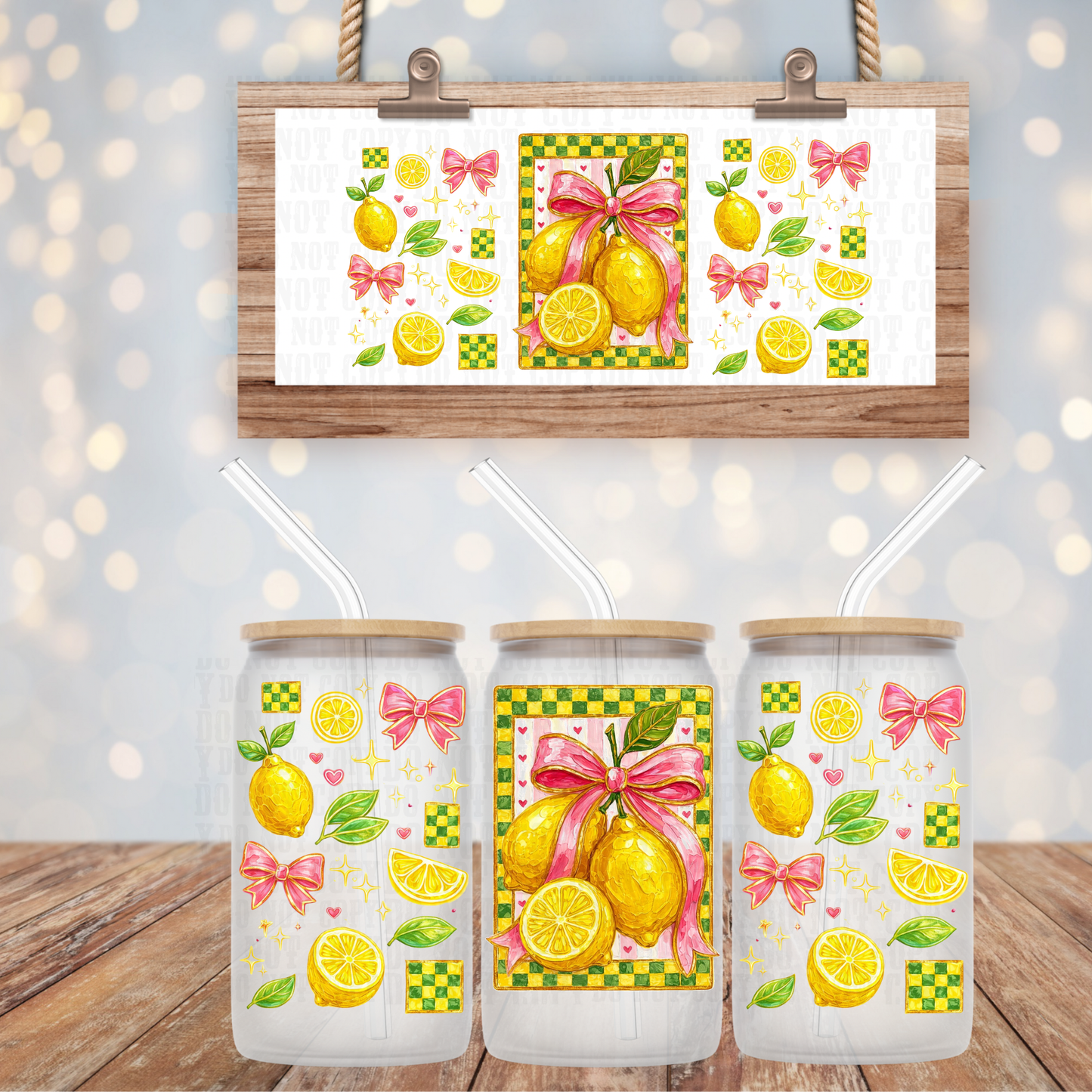 VINTAGE LEMON PORTRAIT  UV DTF CUP WRAP