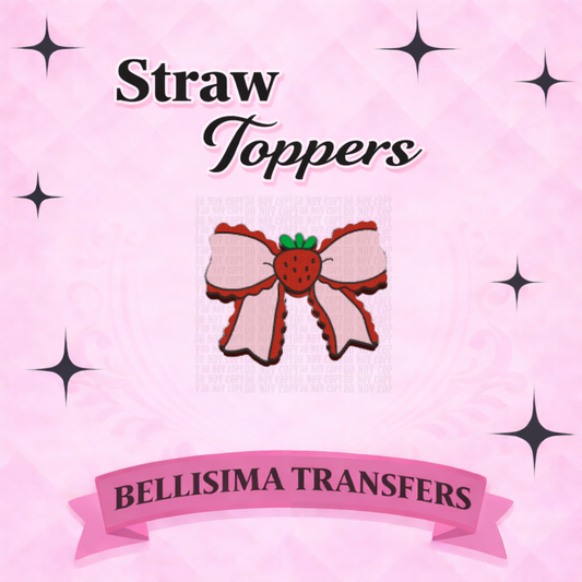 STRAWBERRY BOW Straw Topper – 3D Printed Tumbler Accessory | Standard or Stanley