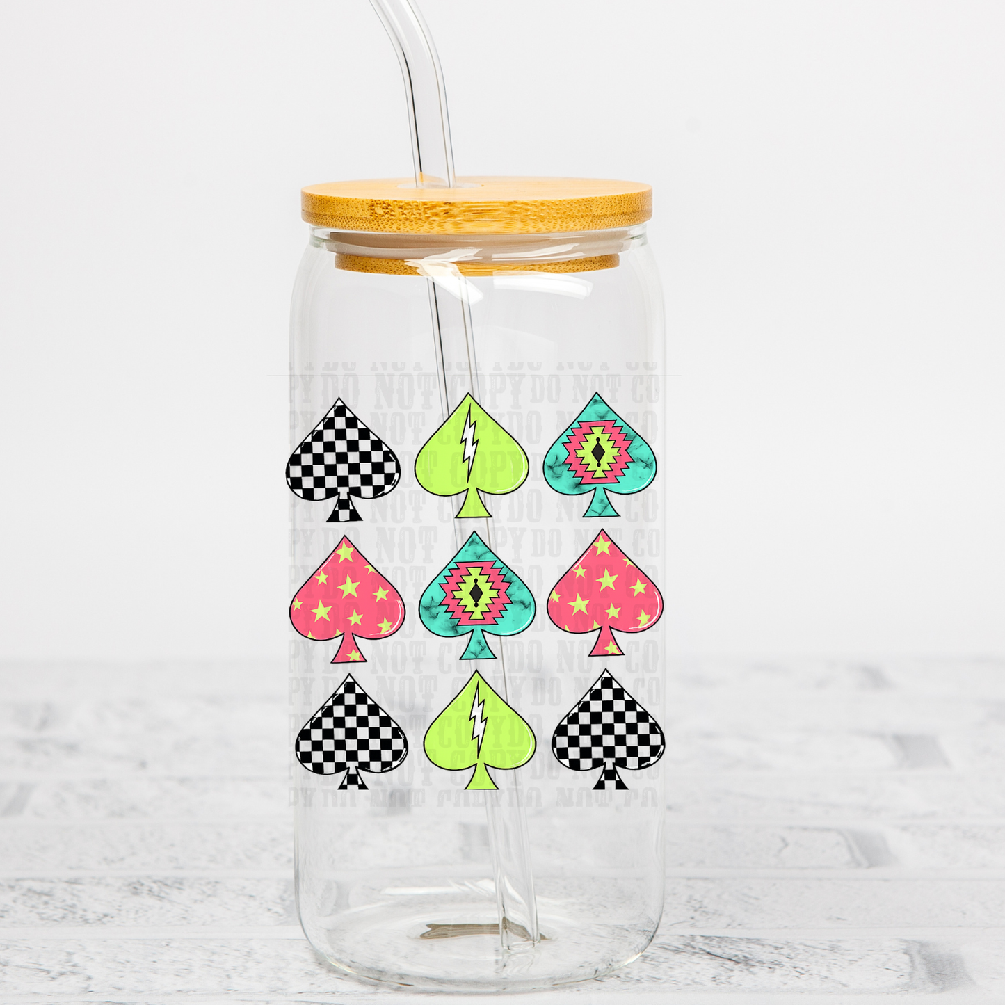 COLORFUL SPADES UV DTF CUP DECAL