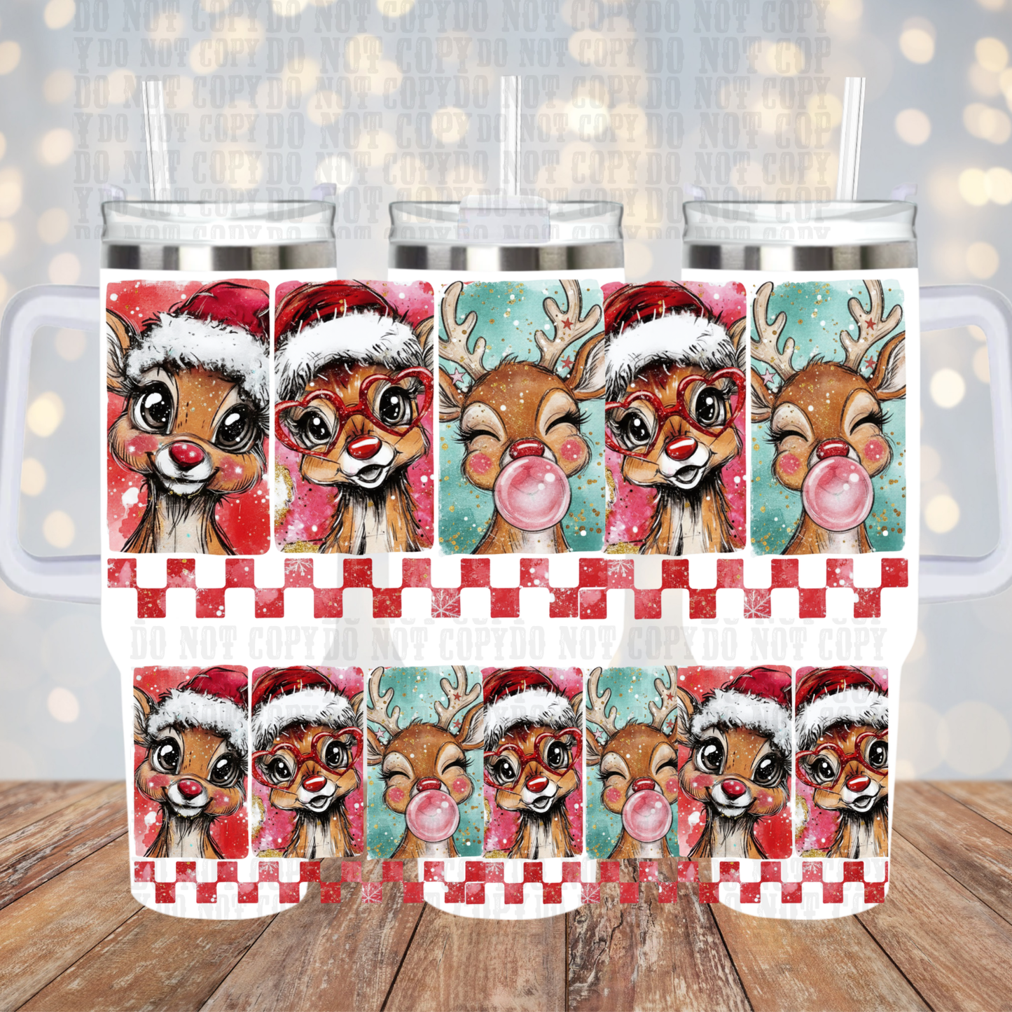 40oz PREPPY RED NOSE UV DTF CUP WRAP