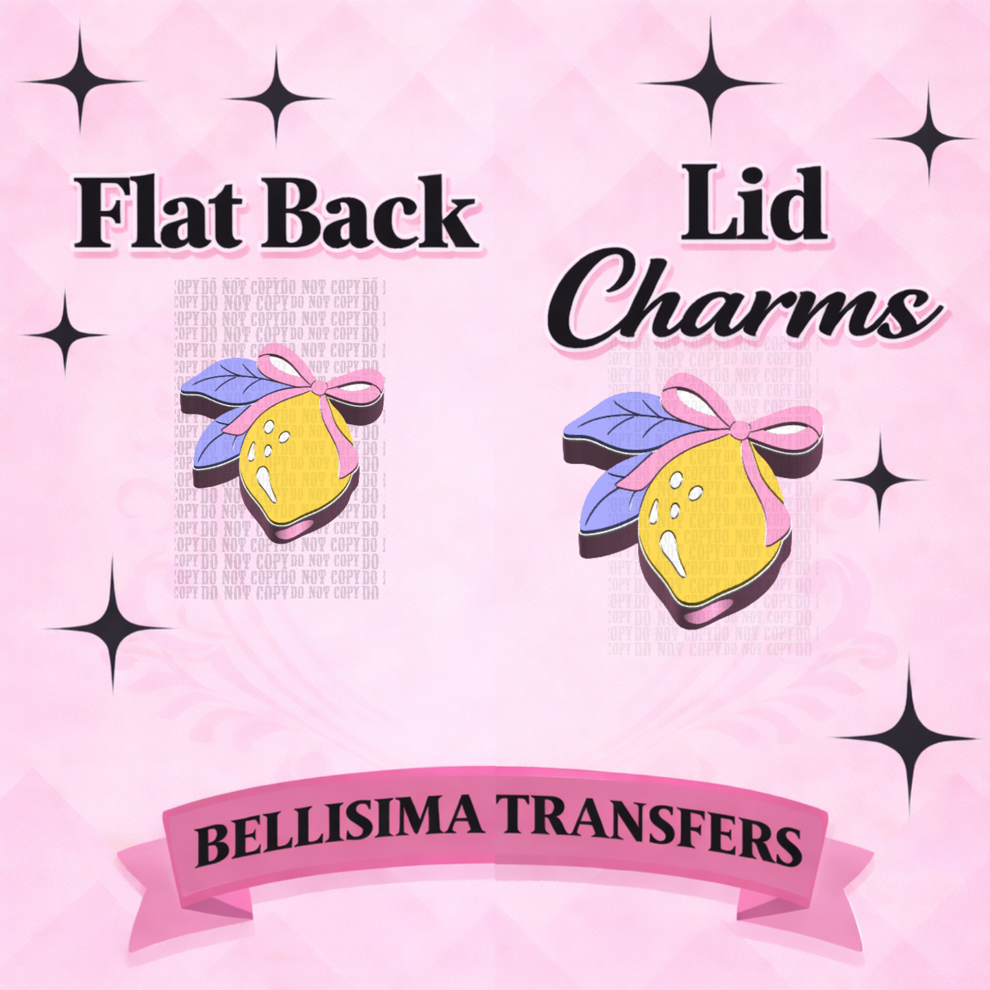 COQUETTE LEMON Flat Back Lid Charms