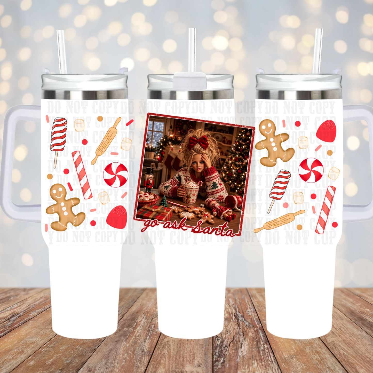40oz GO ASK SANTA UV DTF CUP WRAP