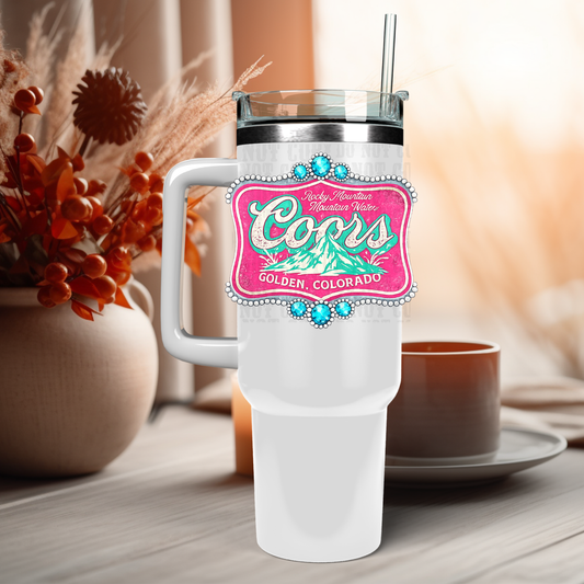 40oz PINK COORS UV DTF Cup Decal
