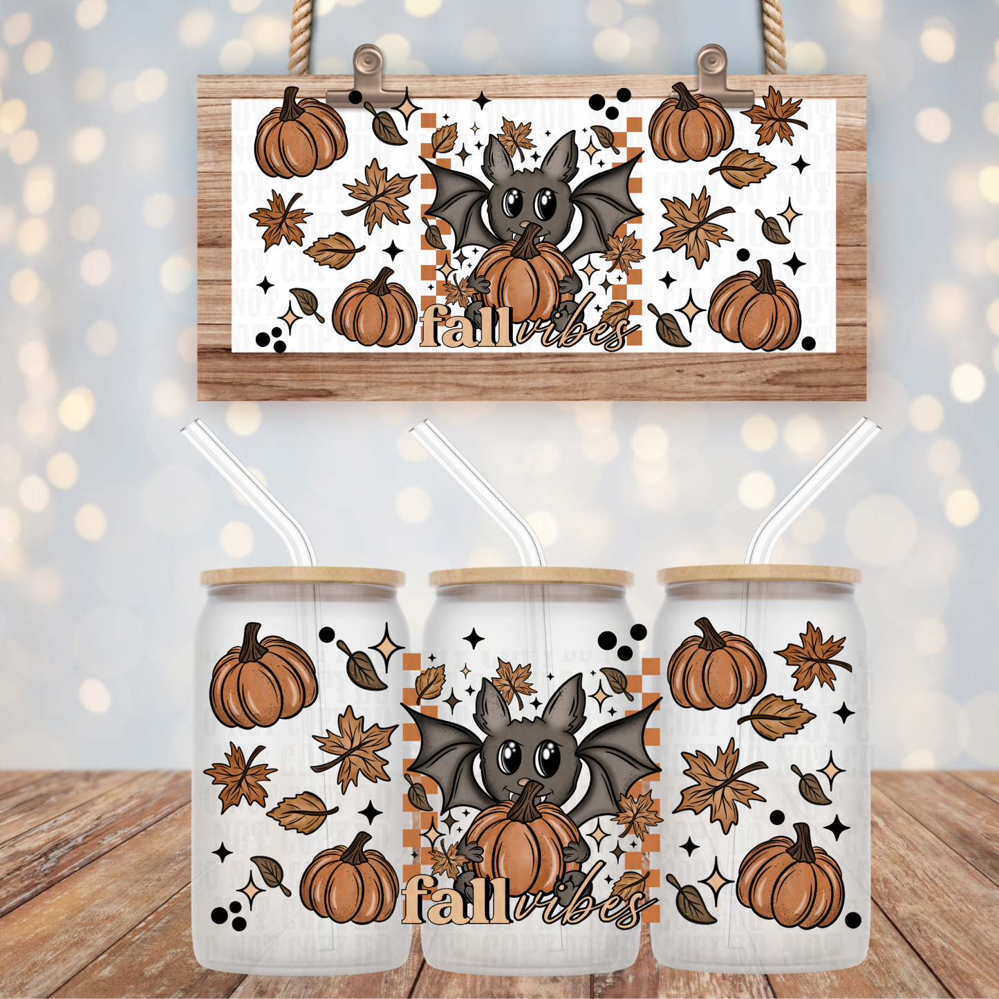 FALL BATTY UV DTF CUP WRAP