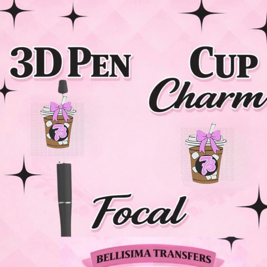 PINK 7 COFFEE Focal for Pen & Cup Charms -Interchangeable Decorative Pen Toppers