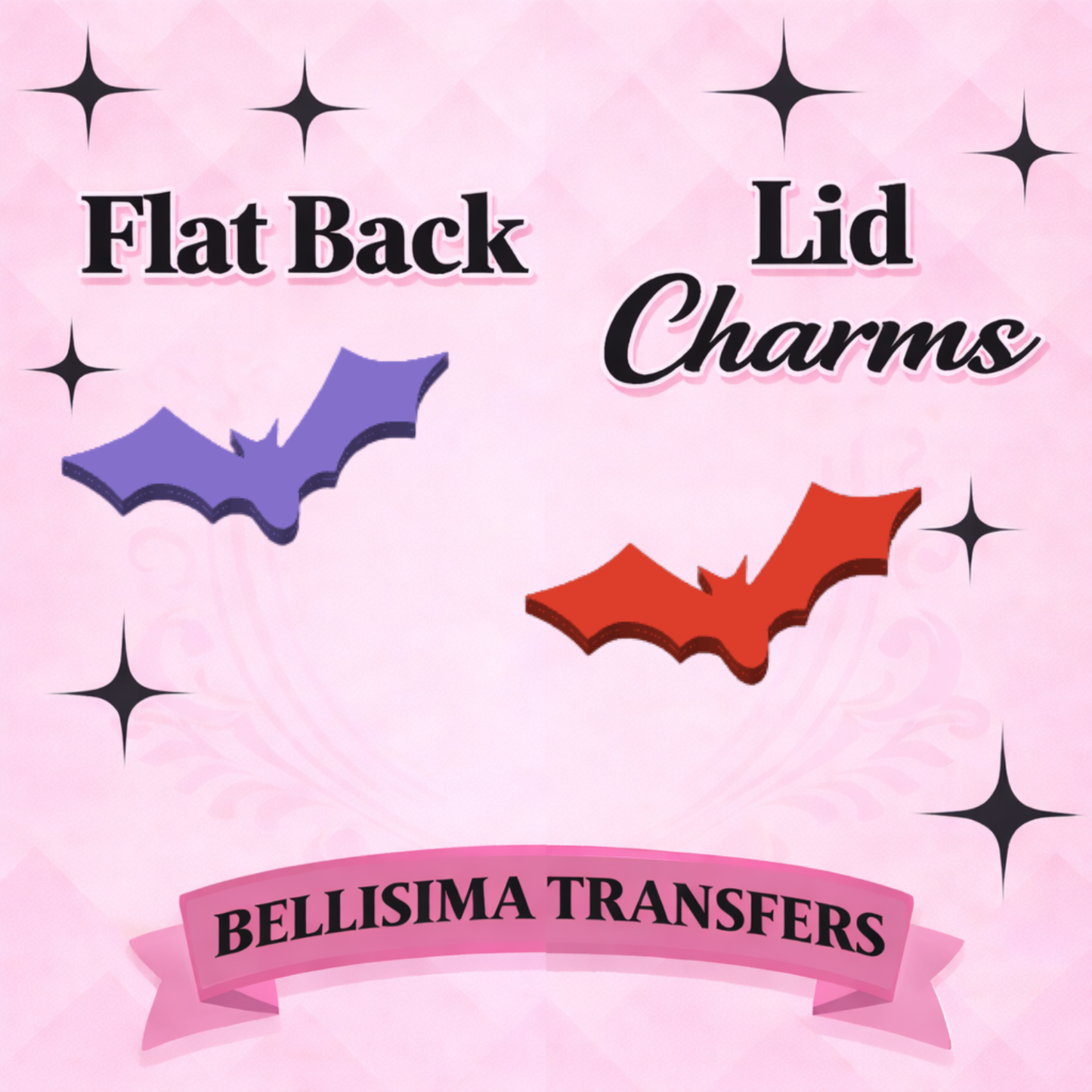 New Colored Bats  Flat Back Lid Charms