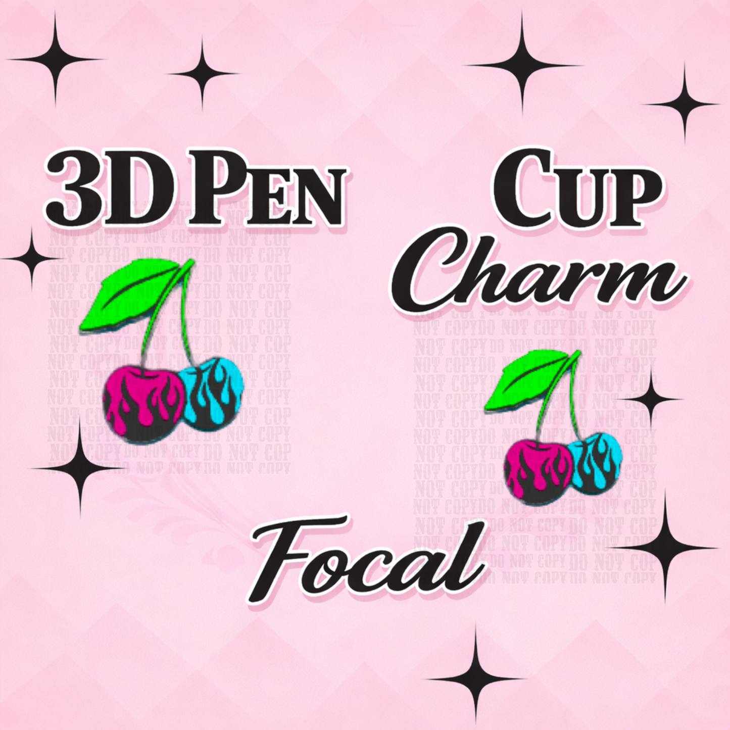CHERRY FLAME Focal for Pen & Cup Charms -Interchangeable Decorative Pen Toppers