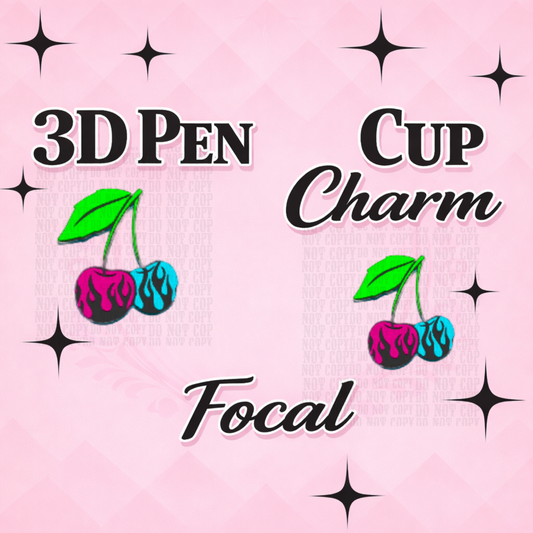 CHERRY FLAME Focal for Pen & Cup Charms -Interchangeable Decorative Pen Toppers