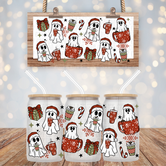 GHOST CHRISTMAS COFFEE  UV DTF CUP WRAP