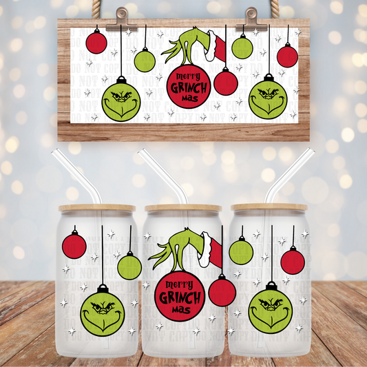GREEN ORNAMENTS  UV DTF CUP WRAP