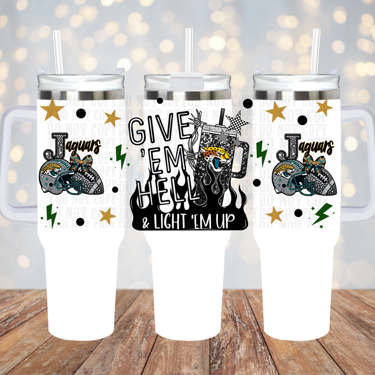 40OZ GIVE EM HELL Football Bundle UV DTF CUP WRAP