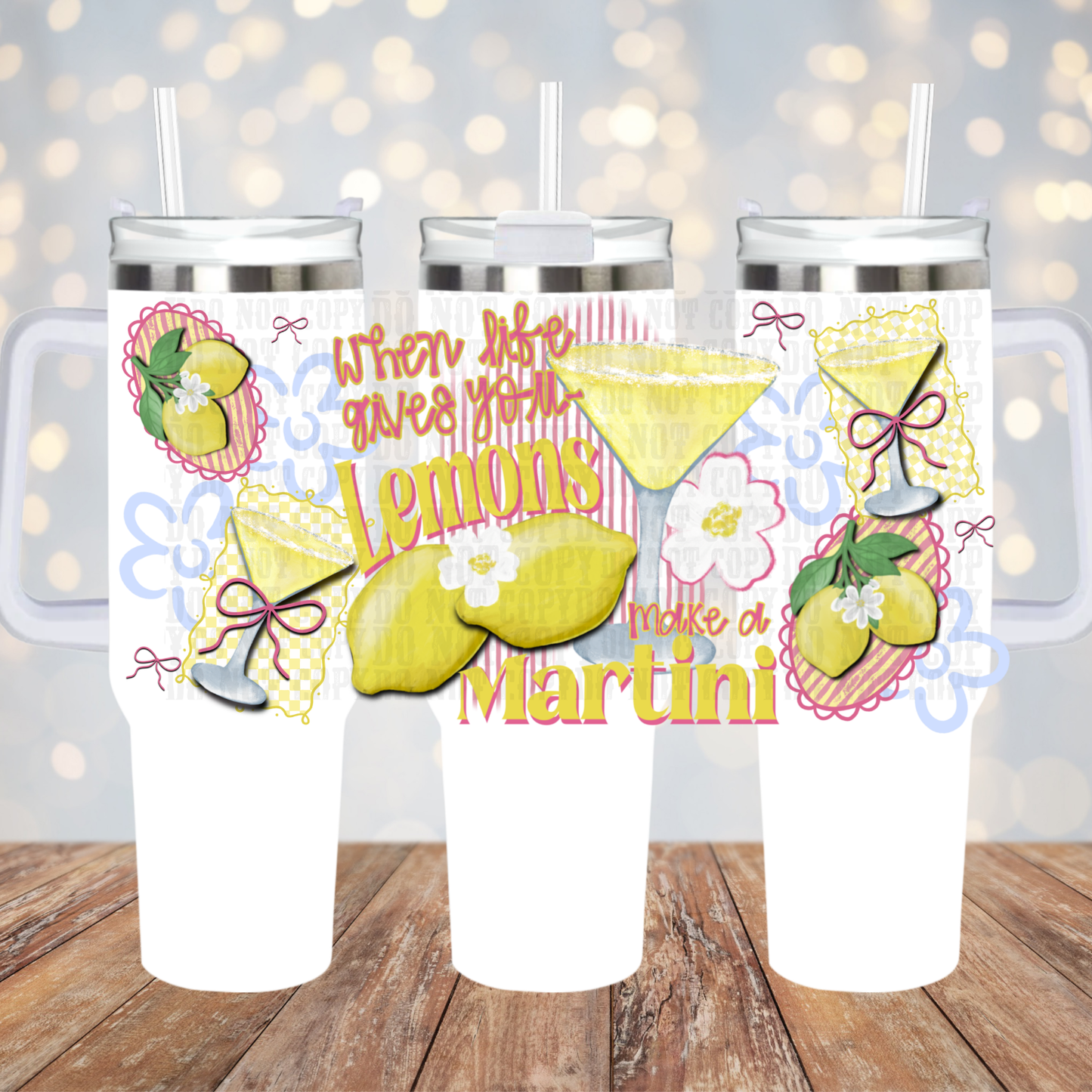 40oz Lemon Martini UV DTF Cup Wrap