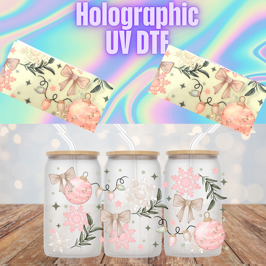 HOLOGRAPHIC COQUETTE BOWS AND LIGHTS UV DTF CUP WRAP