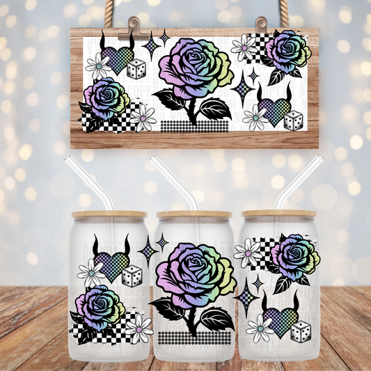 HOLOGRAPHIC ROSES UV DTF CUP WRAP