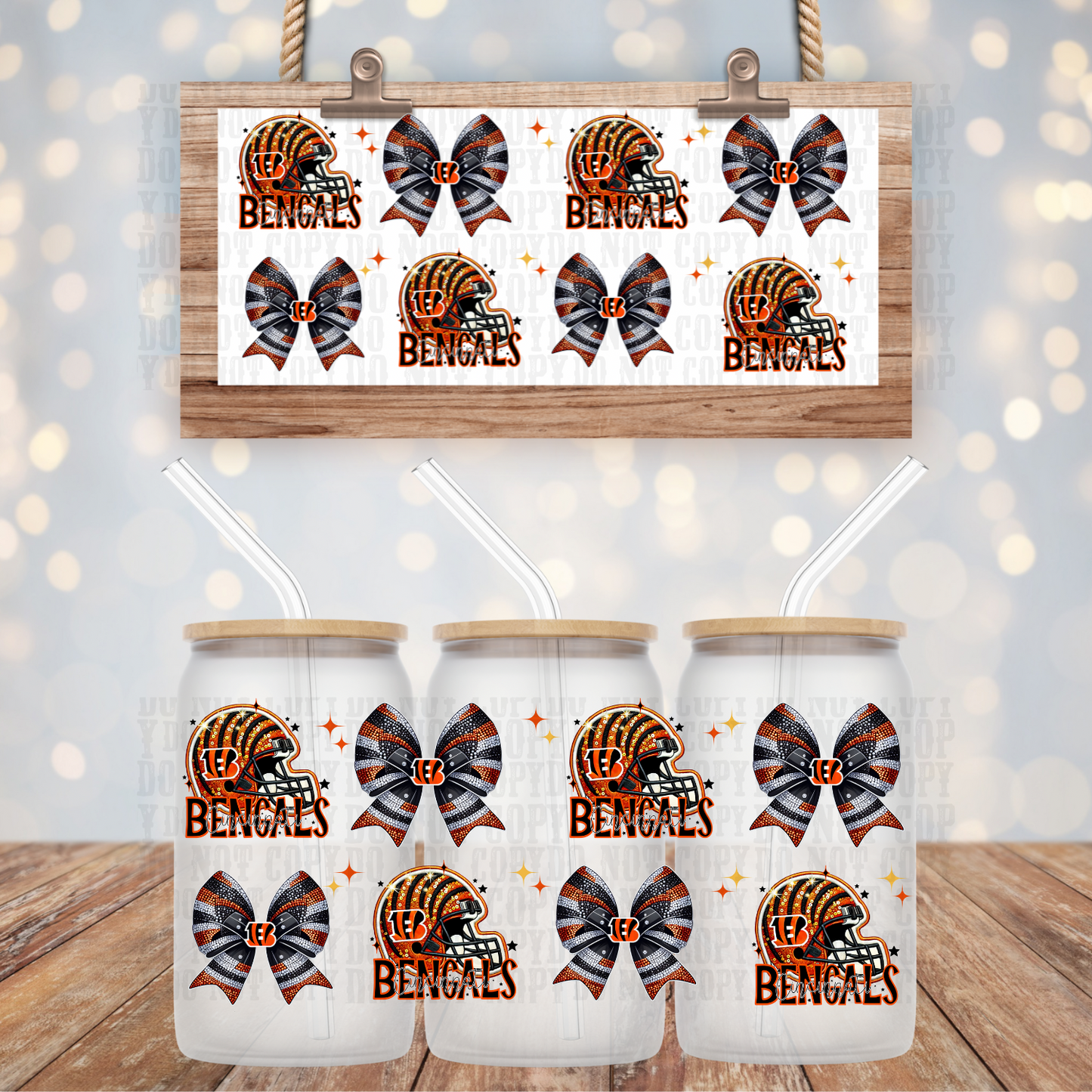 COQUETTE BENGAL FOOTBALL BUNDLE UV DTF CUP WRAP
