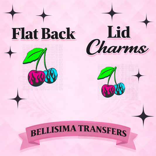 NEON FLAME CHERRIES-Flat Back Lid Charms