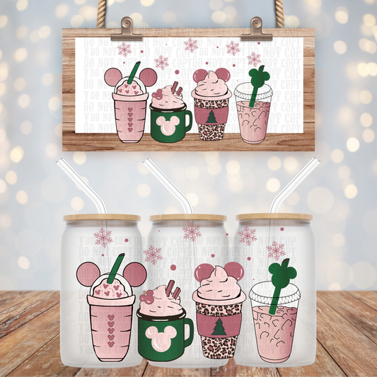 MOUSE PINK LATTE UV DTF CUP WRAP