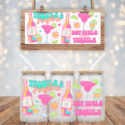 HOT GIRSL DRINK  TEQUILA  UV DTF CUP WRAP