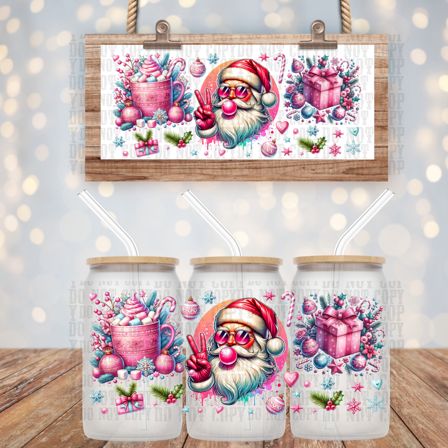 PEACE SANTA UV DTF CUP WRAP
