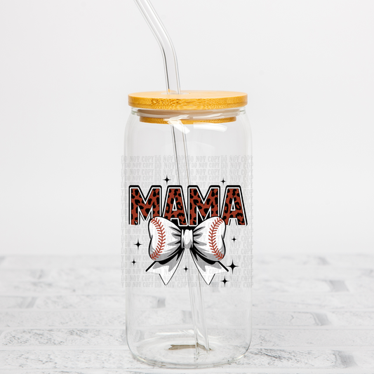 BASEBALL BOW MAMA UV DTF DECAL