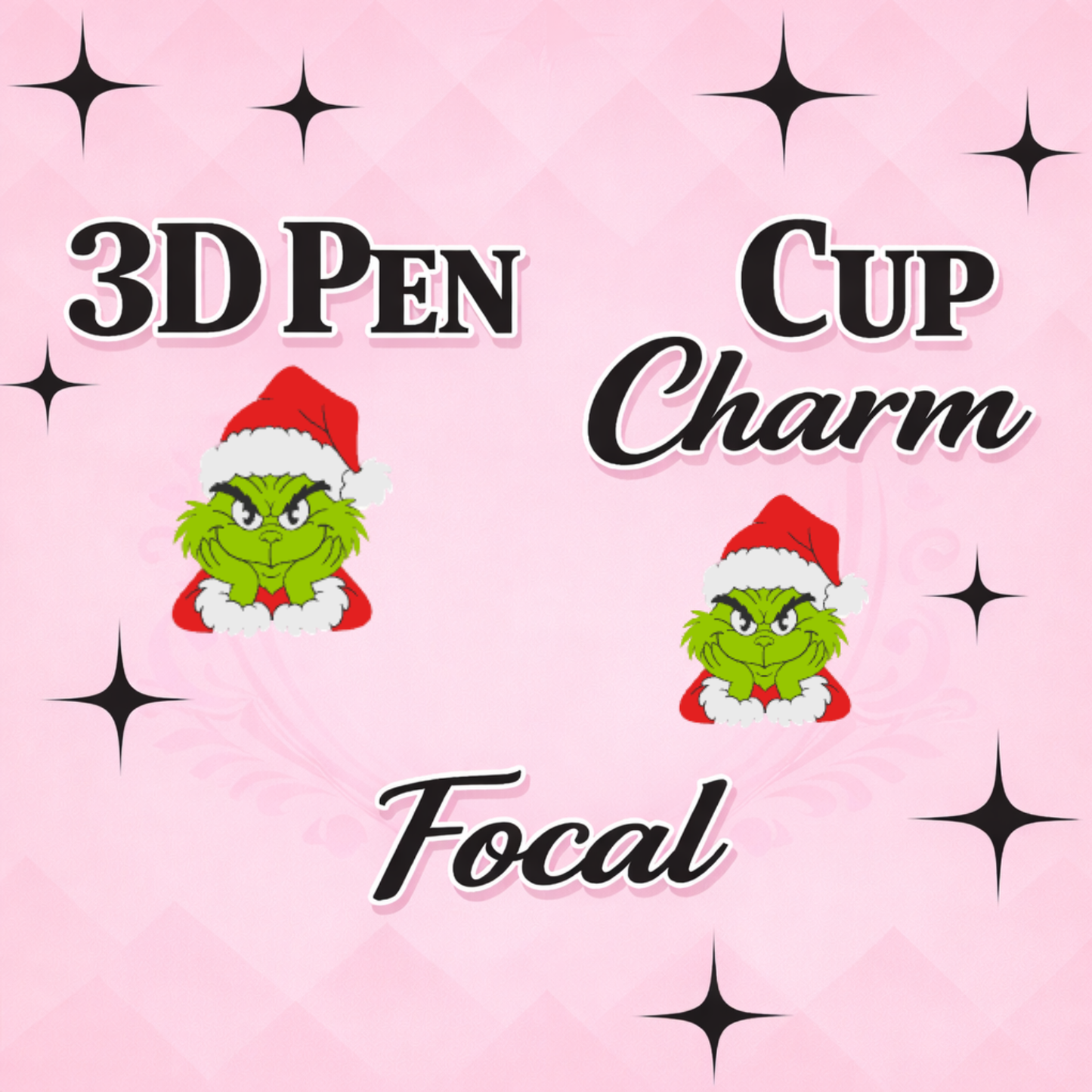 SMIRKY SANTA Focal  for Pen & Cup Charms -Interchangeable Decorative Pen Toppers