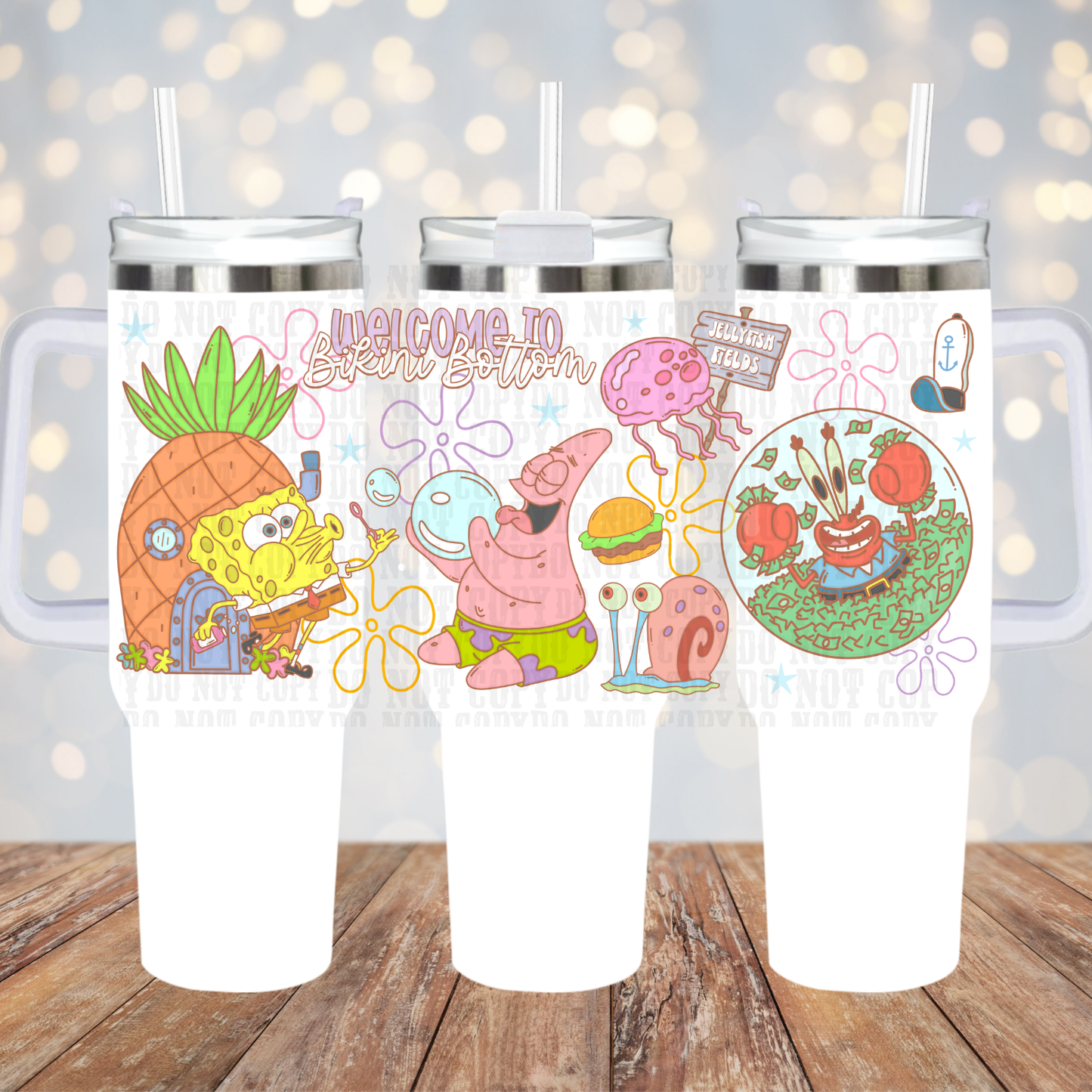 40oz WELCOME TO BIKINI BOTTOM UV DTF CUP WRAP