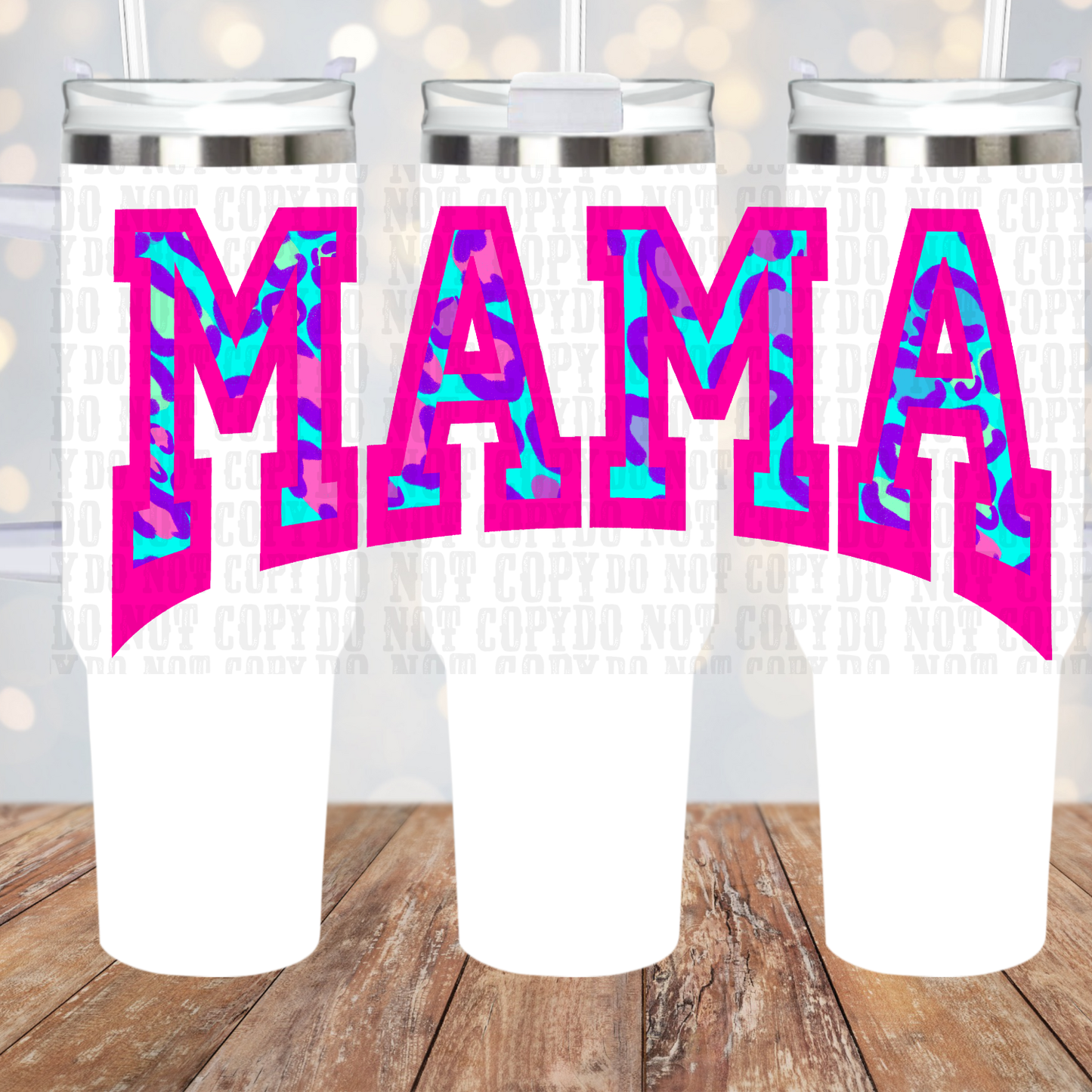 40oz NEON LEOPARD MAMA UV DTF CUP WRAP