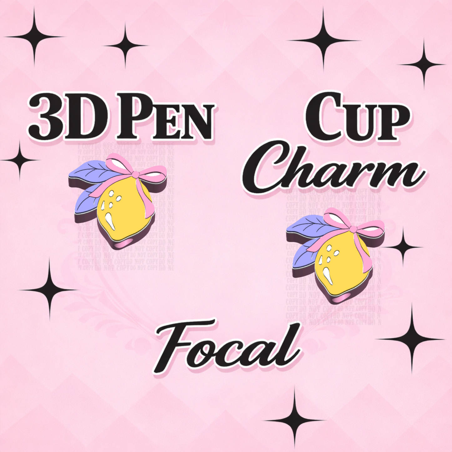 COQUETTE LEMON Focal for Pen & Cup Charms -Interchangeable Decorative Pen Toppers