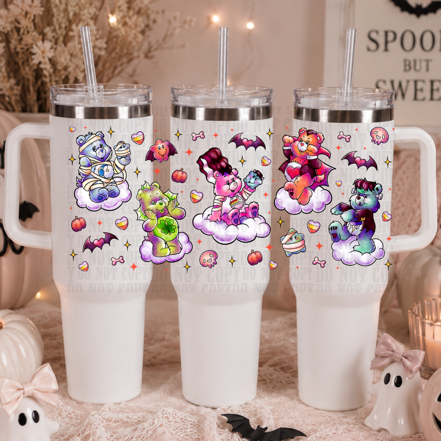 40oz SPOOKY BEARS  UV DTF CUP WRAP